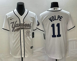 Nike New York Yankees #11 Anthony Volpe White Joint Team Patch on front Stitched MLB Jersey
