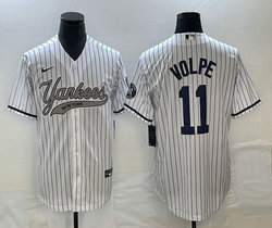 Nike New York Yankees #11 Anthony Volpe White Stripe Joint Stitched MLB Jersey