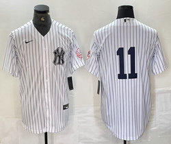 Nike New York Yankees #11 Anthony Volpe White Stripe Logo Joint Stitched MLB Jersey