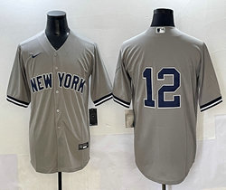 Nike New York Yankees #12 no Name Grey Authentic Stitched MLB Jersey