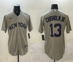 Nike New York Yankees #13 Jazz Chisholm Jr. Gray Stitched Baseball Jersey