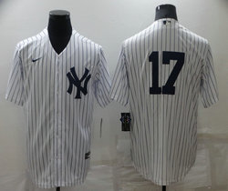 Nike New York Yankees #17 Aaron Boone White Stripe Game Authentic Stitched MLB Jerseys