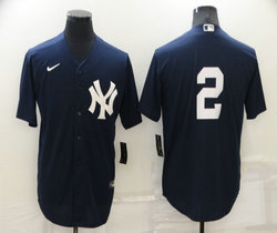 Nike New York Yankees #2 Derek Jeter Blue Game Authentic Stitched MLB Jersey