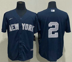 Nike New York Yankees #2 Derek Jeter Blue Without name gram number Game Authentic Stitched MLB Jersey