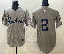 Nike New York Yankees #2 Derek Jeter Grey 3(III) Without Name Limited Jersey