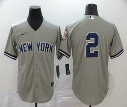 Nike New York Yankees #2 Derek Jeter Grey Game With Hall of Fame Authentic Stitched MLB Jersey