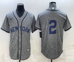 Nike New York Yankees #2 Derek Jeter Hemp grey Authentic Stitched jersey