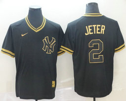 Nike New York Yankees #2 Derek Jeter Pullover Cooperstown Collection Authentic stitched MLB jersey