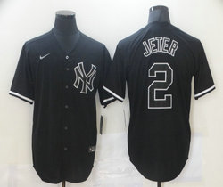 Nike New York Yankees #2 Derek Jeter shadow Game Authentic Stitched MLB Jersey