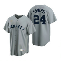 Nike New York Yankees #24 Gary Sanchez Gray Cooperstown Collection Game Authentic Stitched MLB Jersey