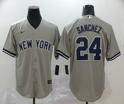 Nike New York Yankees #24 Gary Sanchez Grey Game With Nmae Authentic Stitched MLB Jersey