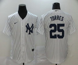 Nike New York Yankees #25 Gleyber Torres White Stripe Game Authentic Stitched MLB jersey