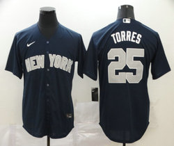 Nike New York Yankees #25 Mark Teixeira Blue Game Authentic Stitched MLB Jersey