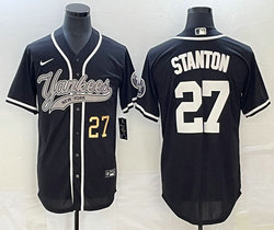 Nike New York Yankees #27 Giancarlo Stanton Black Joint Gold #27 on front Stitched MLB Jersey