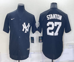 Nike New York Yankees #27 Giancarlo Stanton Black Throwback Game Authentic Stitched MLB Jersey
