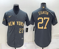 Nike New York Yankees #27 Giancarlo Stanton Charcoal #27 in front 2022 All Star Authentic Stitched MLB Jersey