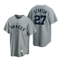 Nike New York Yankees #27 Giancarlo Stanton Gray Cooperstown Collection Game Authentic Stitched MLB Jersey