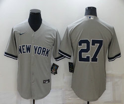 Nike New York Yankees #27 Giancarlo Stanton No Name Gray Game Authentic Stitched MLB Jersey