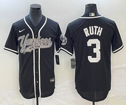 Nike New York Yankees #3 Babe Ruth Black Joint Stitched MLB Jersey