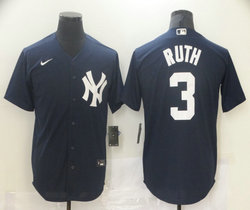 Nike New York Yankees #3 Babe Ruth Blue Game Authentic Stitched MLB Jersey