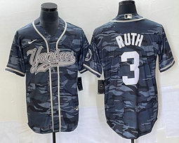 Nike New York Yankees #3 Babe Ruth Camo Joint Stitched MLB Jersey