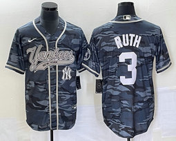 Nike New York Yankees #3 Babe Ruth Camo Joint Team Patch in front Stitched MLB Jersey
