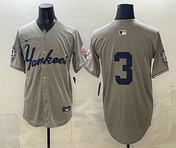 Nike New York Yankees #3 Babe Ruth Grey 3(III) Without Name Limited Jersey