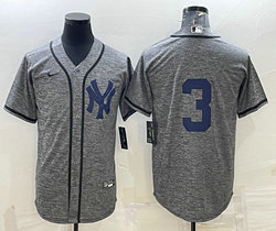 Nike New York Yankees #3 Babe Ruth Hemp grey team logo front Authentic Stitched jersey