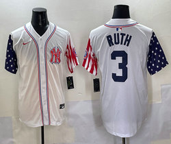 Nike New York Yankees #3 Babe Ruth White 1(I) flag Joint MLB Jersey