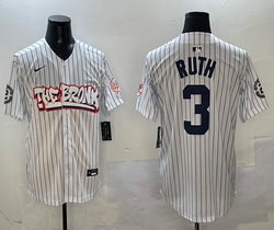 Nike New York Yankees #3 Babe Ruth White 4(IV) With Name Joint Stitched MLB Jersey