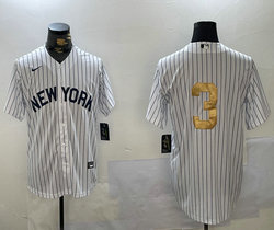 Nike New York Yankees #3 Babe Ruth White New York Gold number no name Stitched MLB Jersey
