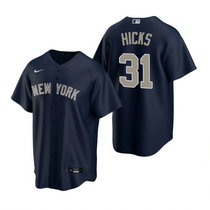 Nike New York Yankees #31 Aaron Hicks Navy Game Authentic Stitched MLB Jersey
