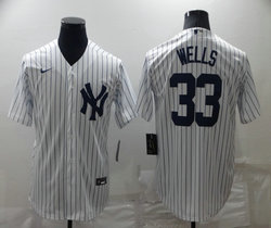 Nike New York Yankees #33 David Wells with name White Stripe Game Authentic Stitched MLB Jersey