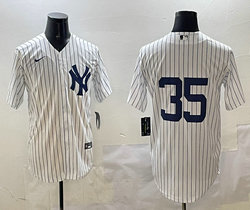 Nike New York Yankees #35 Cody Bellinger White Stripe no name Authentic Stitched MLB Jersey