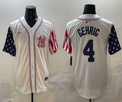 Nike New York Yankees #4 Lou Gehrig White 1(I) flag Joint MLB Jersey
