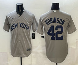 Nike New York Yankees #42 Jackie Robinson Gray Authentic Stitched MLB Jersey