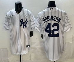 Nike New York Yankees #42 Jackie Robinson White Stripe Authentic Stitched MLB Jersey