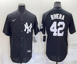 Nike New York Yankees #42 Mariano Rivera Black with name Game Authentic Stitched MLB Jersey