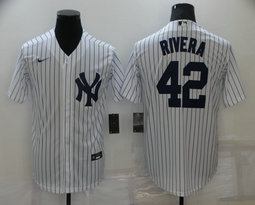 Nike New York Yankees #42 Mariano Rivera White Stripe With Name Game Authentic Stitched MLB Jersey