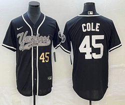 Nike New York Yankees #45 Gerrit Cole Black Joint Gold #45 on front Stitched MLB Jersey
