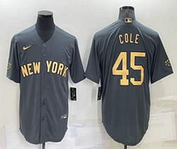 Nike New York Yankees #45 Gerrit Cole Charcoal 2022 All Star Game Stitched MLB Jersey