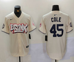 Nike New York Yankees #45 Gerrit Cole Cream Joint Authentic Stitched baseball jersey