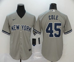 Nike New York Yankees #45 Gerrit Cole Grey With Name Authentic Stitched MLB jersey