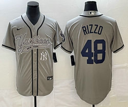 Nike New York Yankees #48 Anthony Rizzo Grey Joint Team Patch on front Stitched MLB Jersey