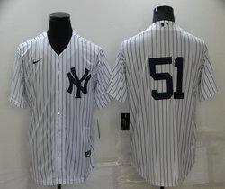 Nike New York Yankees #51 Bernie Williams White Stripe Game Authentic Stitched MLB Jerseys