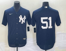 Nike New York Yankees #51 Bernie Williams no name Navy Stitched MLB Jersey