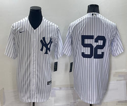 Nike New York Yankees #52 C.C. Sabathia White Stripe Game Stitched MLB Jersey