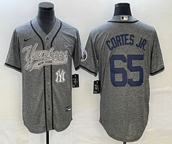 Nike New York Yankees #65 Nestor Cortes Hemp grey Joint Team Patch on front Stitched MLB Jersey