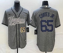 Nike New York Yankees #65 Nestor Cortes Jr Hemp grey Joint Gold #65 on front Stitched MLB Jersey