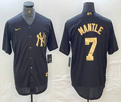Nike New York Yankees #7 Mickey Mantle Black Gold 4(IV) Stitched MLB Jersey